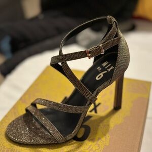 Mix No. 6 Smoked Topaz Dreamy Shimmer Fabric Metallic Strappy Heels